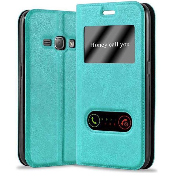 Cadorabo Custodia Protettiva Per Samsung Galaxy J1 2016 Cover In Turchese Custodia Per Telefono Cellulare Custodia A Libro Cover Case-image
