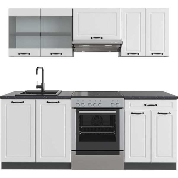 Vicco Cucina Componibile R-Line, 200 Cm , Pt Antracite, Bianco Casa Di Campagna/Antracite-image
