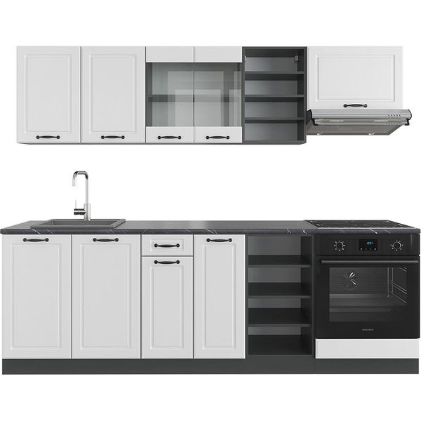 Vicco Cucina Componibile R-Line, 240 Cm Senza Piano Di Lavoro, Bianco Casa Di Campagna/Antracite-image