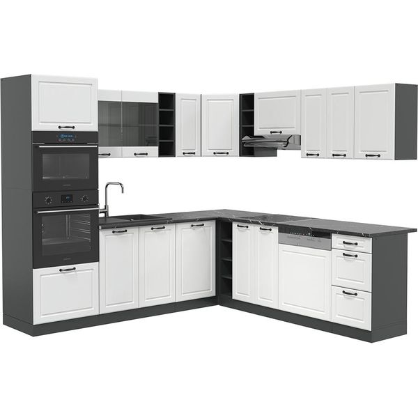Vicco Cucina Angolare Completa R-Line, 237 X 247 Cm , Pt Antracite, Bianco Casa Di Campagna/Antracite-image