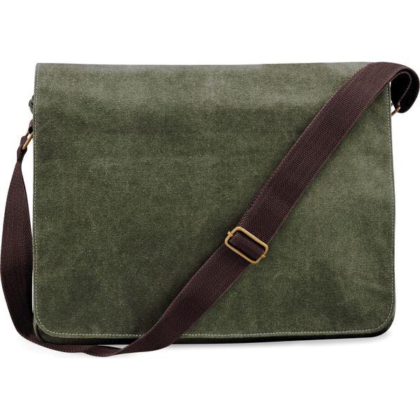 Borsa Di Tela Quadra Vintage / Borsa A Tracolla, 14 L (2 Pezzi/Confezione) BC4484 (Taglia Unica) (Verde Militare)-image