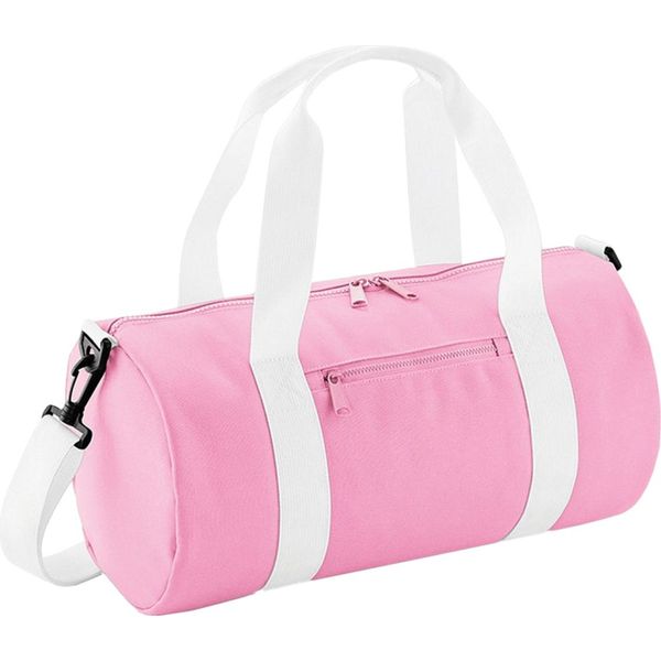 Bagbase Mini Barrel Borsa Sportiva BC3662 (Taglia Unica) (Rosa/Bianco)-image