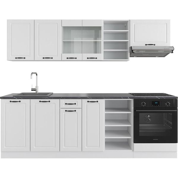 Vicco Cucina Componibile R-Line, 240 Cm , Pt Antracite, Casa Di Campagna Bianca/Bianco-image