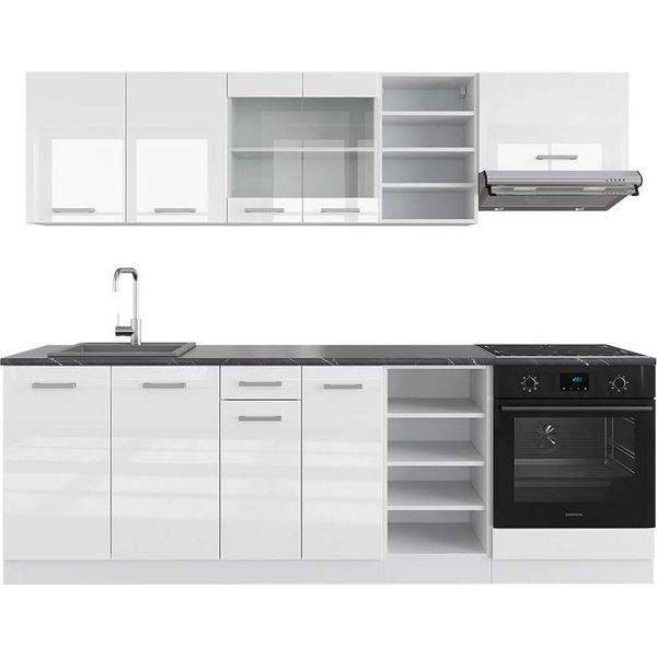 Vicco Cucina Componibile R-Line, 240 Cm , Pt Antracite, Bianco Lucido/Bianco-image