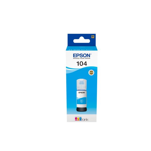 Epson 104 Ecotank Cyan Ink Bottle - Ciano - Epson - Ecotank ET-4700 Ecotank ET-2726 Ecotank ET-2720 Ecotank ET-2715 Ecotank ET-2714 Ecotank ET-2712... - 65 Ml - Ad Inchiostro - Multicolore-image