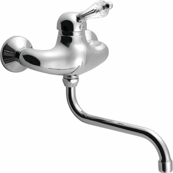 Sapho Kirké - Miscelatore Per Lavabo, Leva In Cristallo, Cromo KI15KC-image