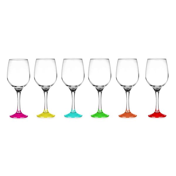 6 Bicchieri Da Vino 250Ml Con Piedini Colorati Bicchiere Da Vino Bicchieri Da Vino Bianco Bicchieri Da Vino Rosso Calici Da Vino-image