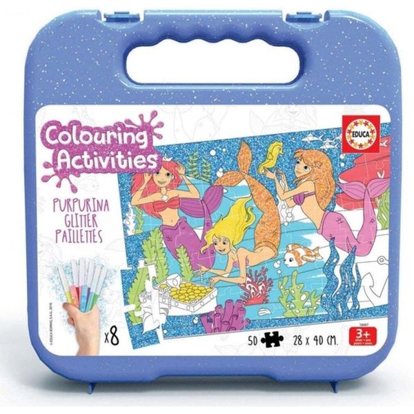 Educa Puzzle Da Colorare Delle Sirene 50 Pezzi Con Pennarelli-image
