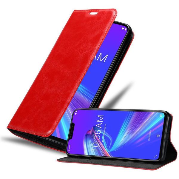 Cadorabo Custodia Per Asus Zenfone Max M2 Custodia Protettiva In Rosso Custodia Per Cellulare Custodia Cover Chiusura Magnetica-image