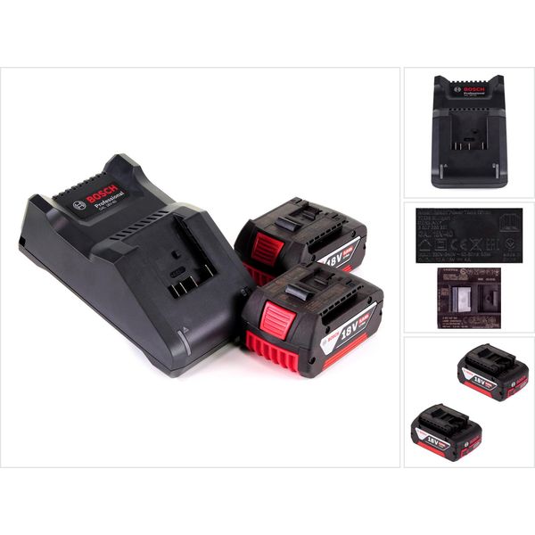 Starter Set 18V Bosch Con 2X Batteria Gba 5,0Ah + Caricabatterie Gal 18V-40-image