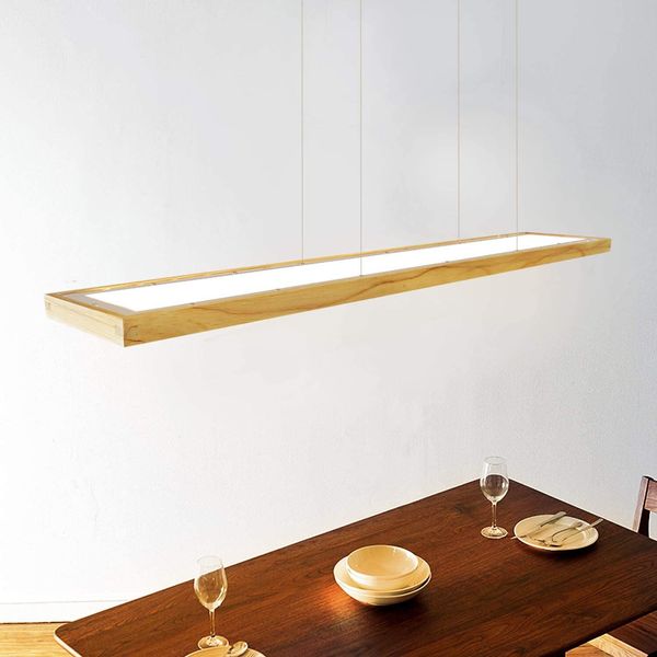 Zmh Led Luce A Sospensione Tavolo Da Pranzo Dimmerabile Con Telecomando Legno Luce A Sospensione Rustica Altezza Regolabile 40W Per Sala Da Pranzo Studio Soggiorno Cucina-image
