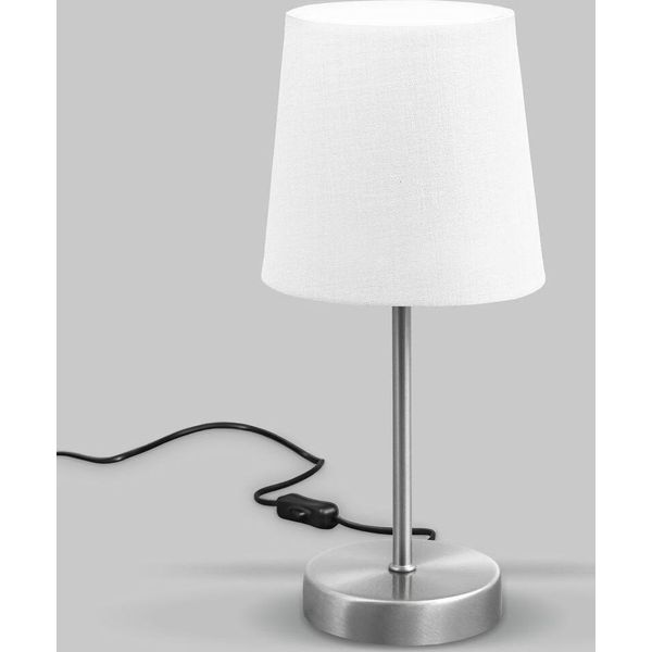 B.K.Licht Lampada Da Comodino, Lampada Da Tavolo Con Paralume In Tessuto Bianco, Adatta Per Lampadina E14 Non Inclusa Max 25W, Altezza 30.8Cm, Abat-Jour Per Camera Con Interruttore Sul Filo, IP20-image