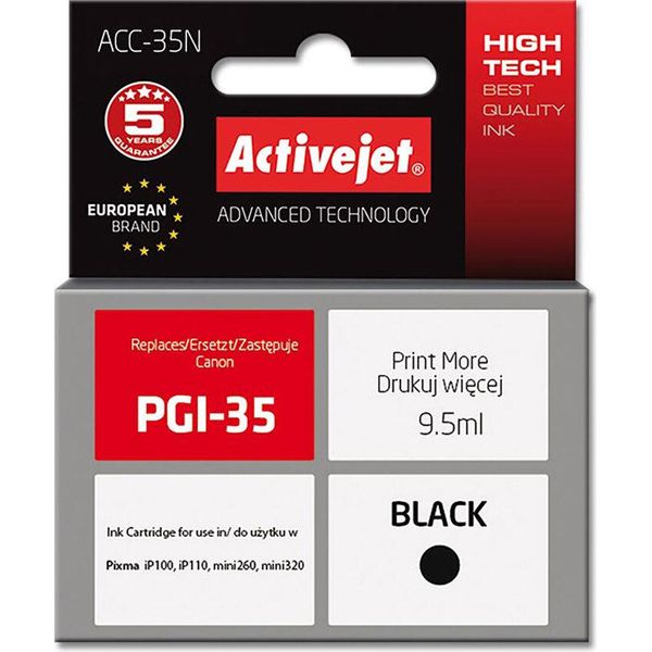 Activejet ACC-35N Ink Cartridge (Replacement For Canon PGI-35; Supreme; 9.5 Ml; Black)-image