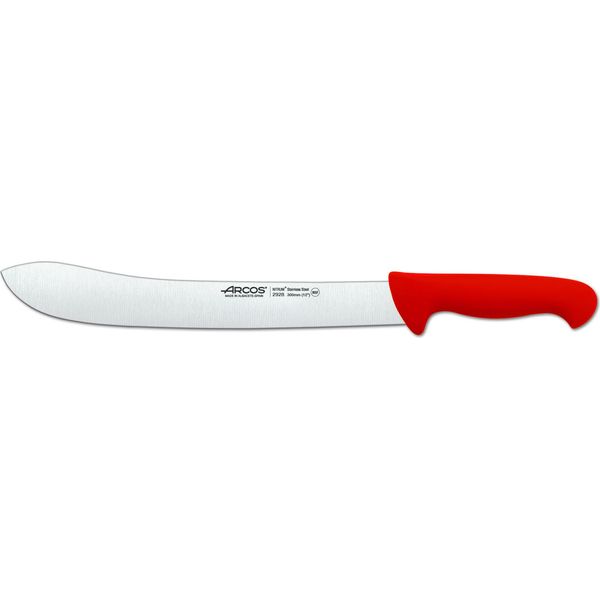 Coltello Da Macellaio Arcos Colore - Prof 292822 Acciaio Inox Nitrum E Mango Lama Ergonomica In Polipropilene Rosso E Lama Da 30 Cm, Vetrina-image