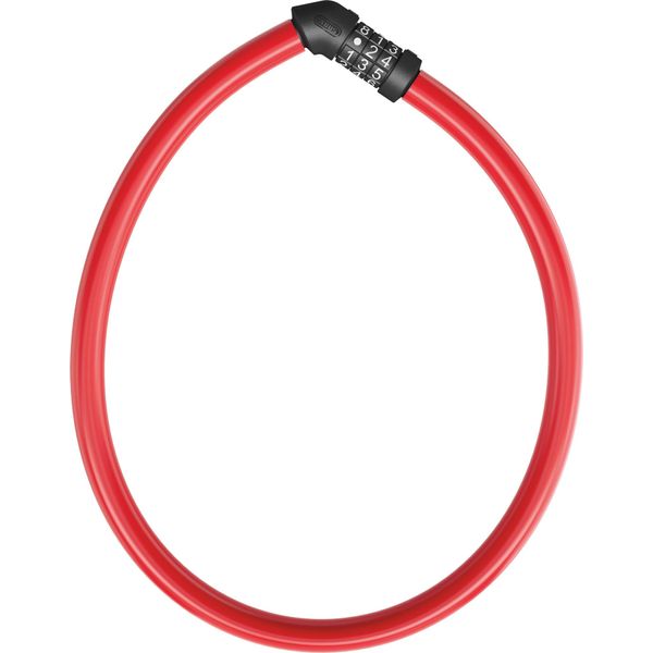 Abus 4408C - Serratura A Combinazione - Cavo In Acciaio Lungo 65 Cm Con Rivestimento In Plastica - Livello Di Sicurezza Abus 2 - Rosso-image
