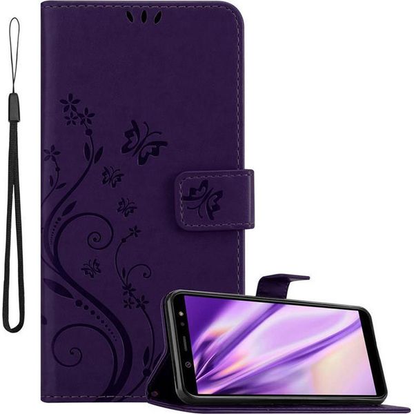 Cadorabo Cover Per Samsung Galaxy A6 2018 Cover Protettiva In Viola Cover Protettiva Cover Per Telefono Cellulare Custodia Fiori Custodia Fiori-image