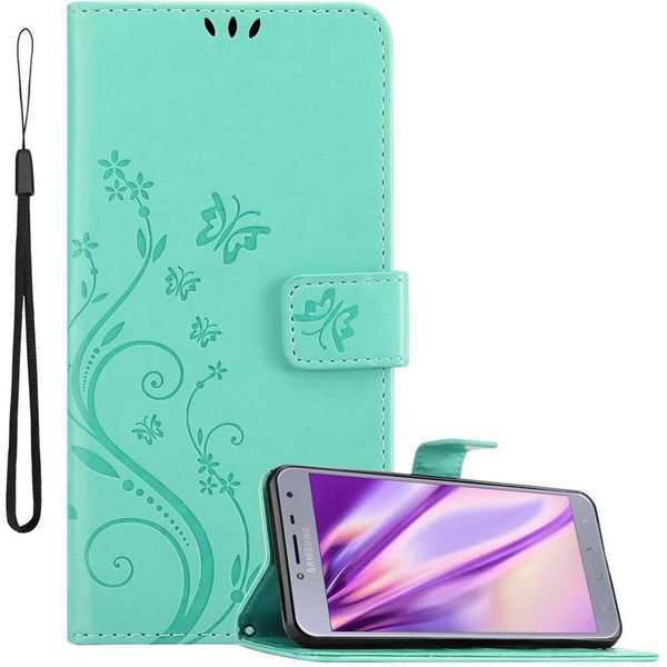 Cadorabo Cover Per Samsung Galaxy J4 2018 Cover Protettiva In Turchese Cover Protettiva Cover Per Telefono Cellulare Custodia Fiori Custodia Fiori-image