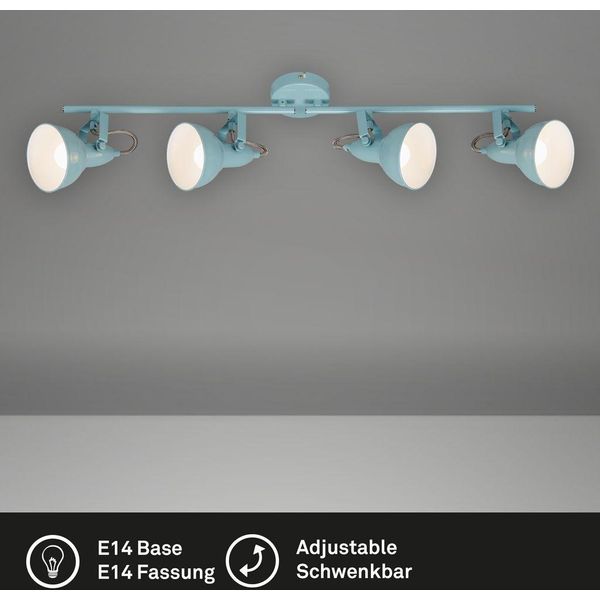 Lampada Da Soffitto Orientabile Retrò 4Xe14 40W Orientabile Menta-Bianco Metallo Briloner-image