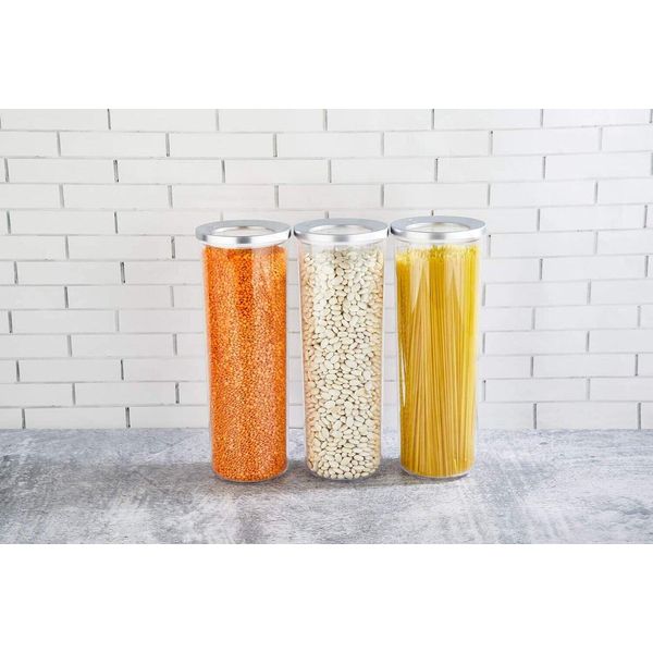 Vip Ahmet 3X 1750Ml Contenitore Di Stoccaggio 3Pcs Set Contenitore Alimentare Rotondo Con Coperchio Cromo Trasparente-image