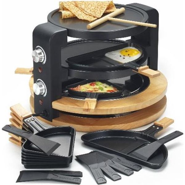Macchina Per Raclette 8/10 Persone 1500W + Grill + Crepe Maker Kitchen Chef Kcwood.8.Super-image