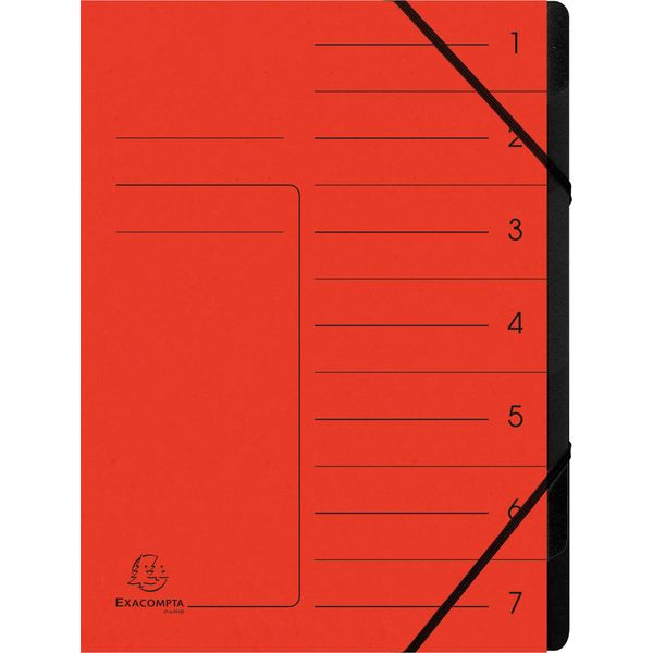 Exacompta 540705E Cartella Organizer - 7 Scomparti, A4, In Truciolato Colorato, Rosso-image