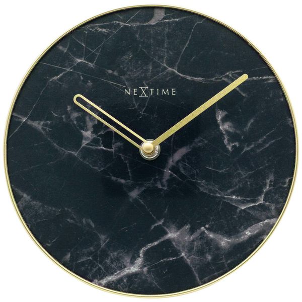 Nextime Ne-5222Zw Orologio Da Tavolo In Marmo Dia 20Cm Vetro Nero-image