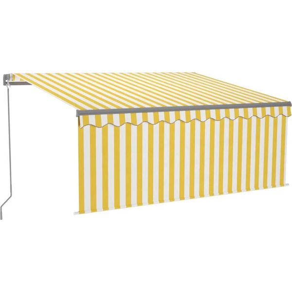 Vidaxl Tenda Da Sole Manuale A Scomparsa Con Tenda A Rullo E Led 3,5X2,5 M Giallo Bianco-image