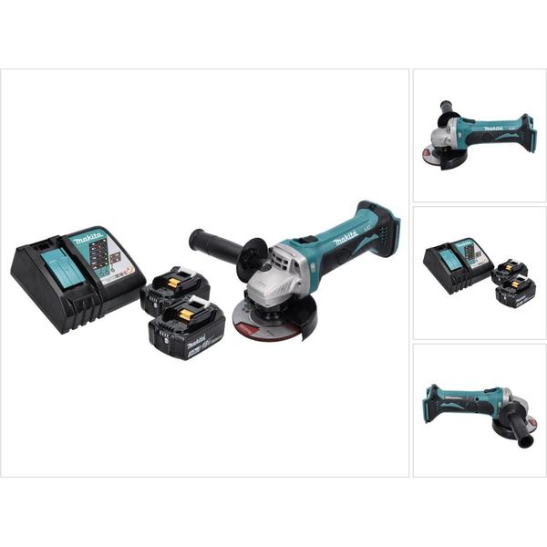 Smerigliatrice Angolare A Batteria Makita Dga 452 Rf 18 V 115 Mm + 2X Batteria Ricaricabile 3,0 Ah + Caricabatterie-image