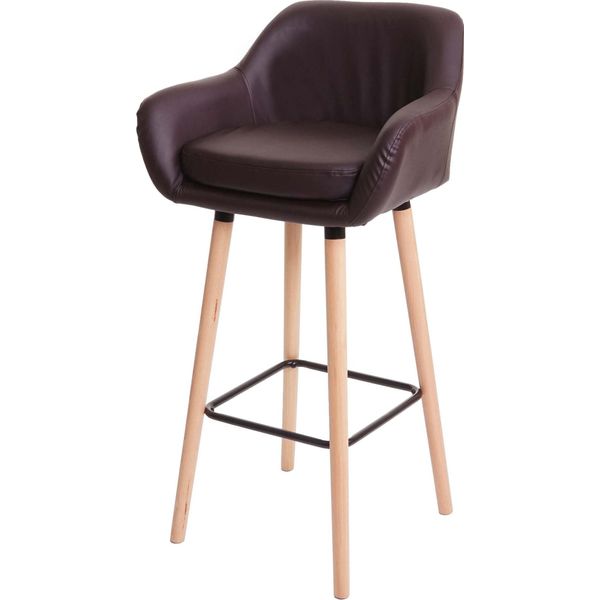 Sgabello Da Bar Malmö T381, Sgabello Da Banco Mvg ~ Pelle Finta, Marrone-image