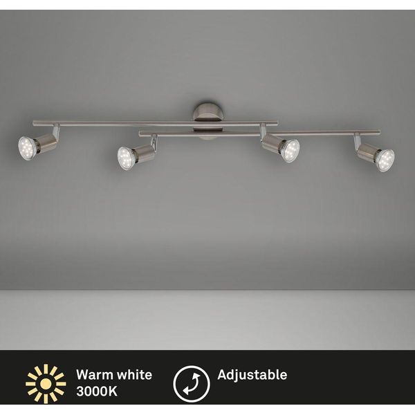 Lampada Da Soffitto A Led Spot 4Xgu10 3000K Orientabile 12W Nichel Opaco Briloner-image