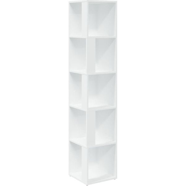 Vidaxl Scaffale Ad Angolo Bianco 33X33X164,5 Cm Materiale A Base Di Legno-image