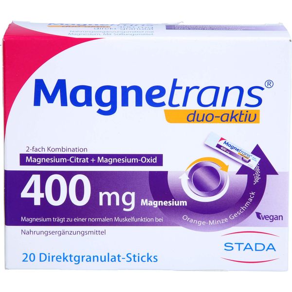 Magnetrans Duo-Aktiv 400 Mg Magnesio Diretto Granulato In Stick, 20 Pz. Bustina-image