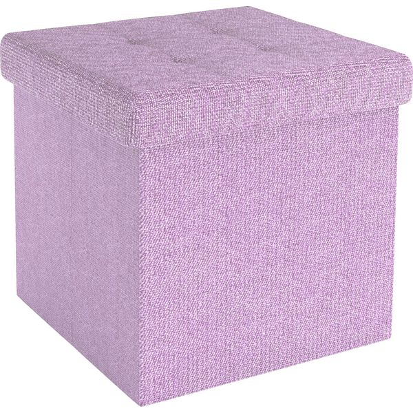 Intirilife Sgabello Pieghevole 38X38X38 Cm In Lotus Rosa - Cubo Di Seduta Con Vano Portaoggetti E Coperchio In Tessuto Con Incavi - Cubo Di Seduta Poggiapiedi Scatola Portaoggetti Sgabello A Cassapanca-image