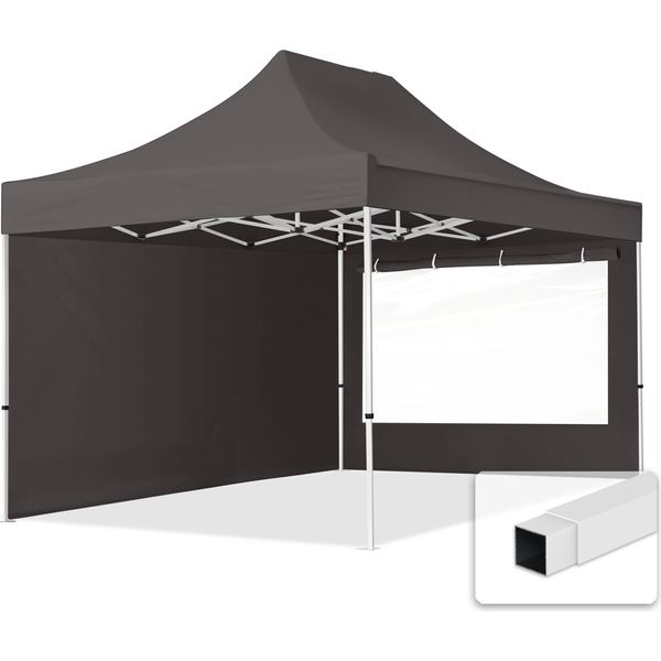 Toolport 3X4,5M Gazebo Pieghevole Con Laterali (Finestre Panoramiche), Economy Acciaio, Grigio Scuro-image