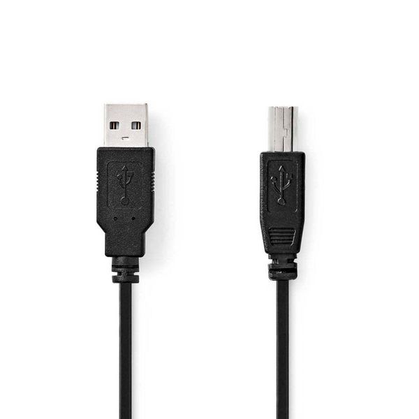 Cavo Usb | Usb 2.0 | USB-A Maschio | USB-B Maschio | 10 W | 480 Mbps | Nichelato | 2,00 M | Rotondo | Pvc | Nero | Etichetta-image
