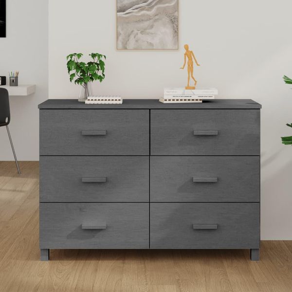 Vidaxl Credenza Hamar Grigio Scuro 113X40X80 Cm In Legno Di Pino Massiccio-image