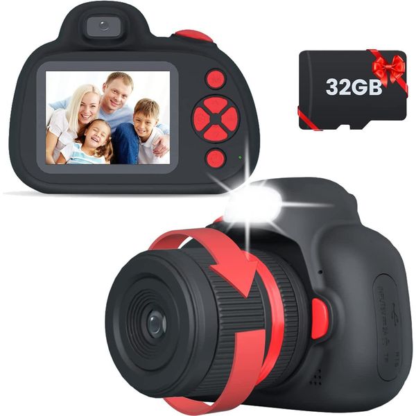 Bambini Fotocamera Digitale Giocattolo, 48MP Built-In 32GB Sd Card Selfie Fotocamera Bambini Per 3-12 Anni Età Regalo Di Compleanno Bambini Giocattolo, Nero-image