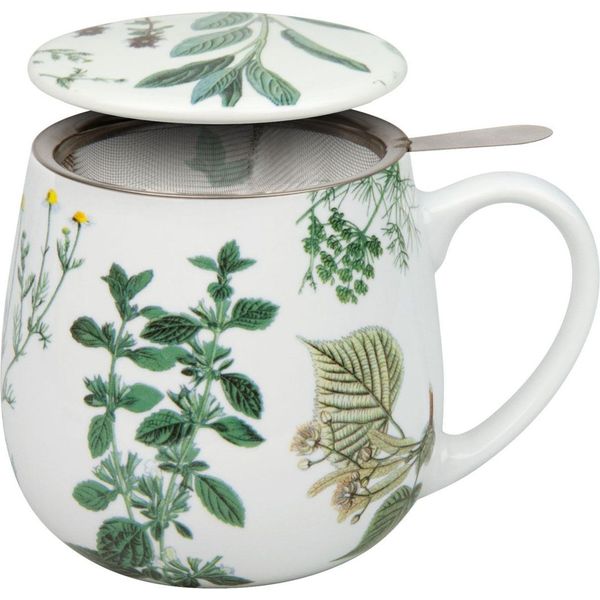KöNitz My Favourite Tea KräUter Becher, Tasse, Teetasse, Mit Sieb Und Deckel, Porzellan, 420 Ml, 11 5 143 2135-image