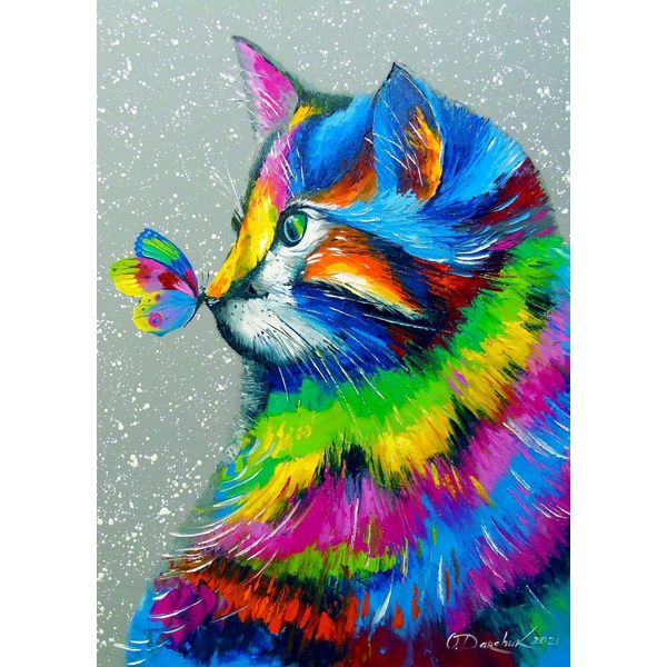 Enjoy Puzzle Bellissimo Gatto E Farfalla 1000 Pezzi-image