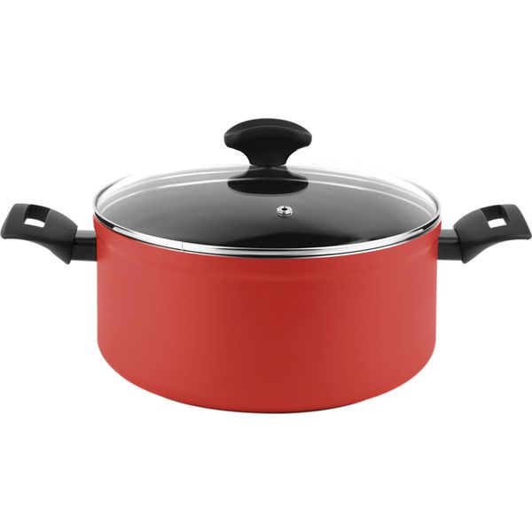 Fagor Maxima Pentola A Induzione 20 Cm In Alluminio Rivestimento Antiaderente Pfoa Free, Coperchio In Vetro Rosso-image