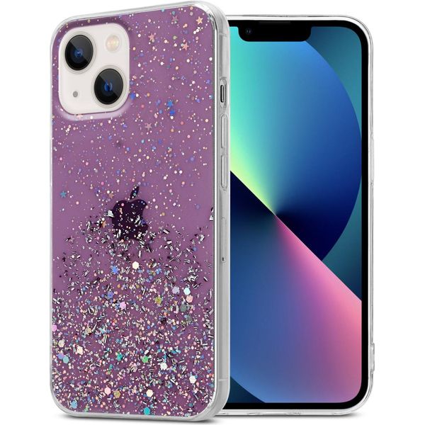 Custodia Cadorabo Per Apple Iphone 14 Custodia Protettiva In Viola Custodia Del Telefono Cellulare Custodia Tpu Custodia Glitter Cover Custodia Glitter-image