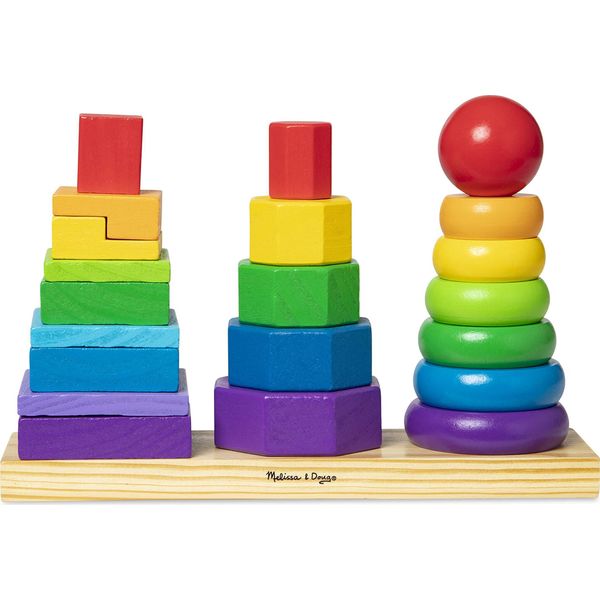 Melissa & Doug Impilatore Geometrico | Giocattolo Educativo | Giocattolo In Legno Con Forme | 2+ | Regalo Per Bambini O Bambine-image