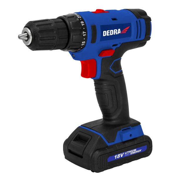 Trapano/Avvitatore, Dedra Ded7880 18V, 1,5Ah Li-Ion, Mandrino 0,8-10Mm, 2 Marce, 30Nm, 21+1 Impostazioni Di Coppia, Led-image