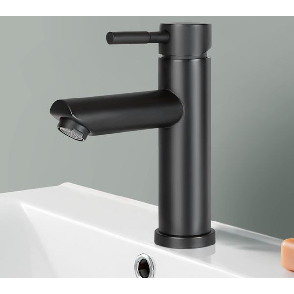 Zmh Rubinetto Bagno Lavabo Miscelatore Lavabo - Rubinetti Nero Con Bocca Di Erogazione Altezza 100Mm Rubinetto Miscelatore Alta Pressione Rubinetto Miscelatore Monocomando Miscelatore Bagno-image