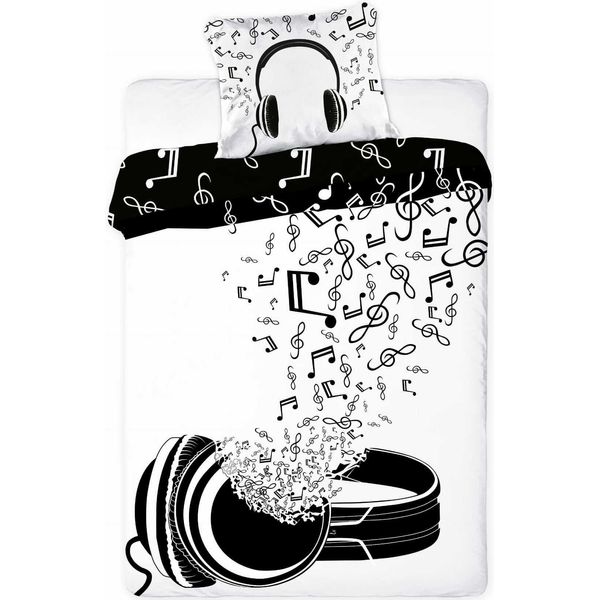 Biancheria Da Letto In Cotone 140X200 Musica Giovani Cuffie Federa 70X90 Faro 23-image