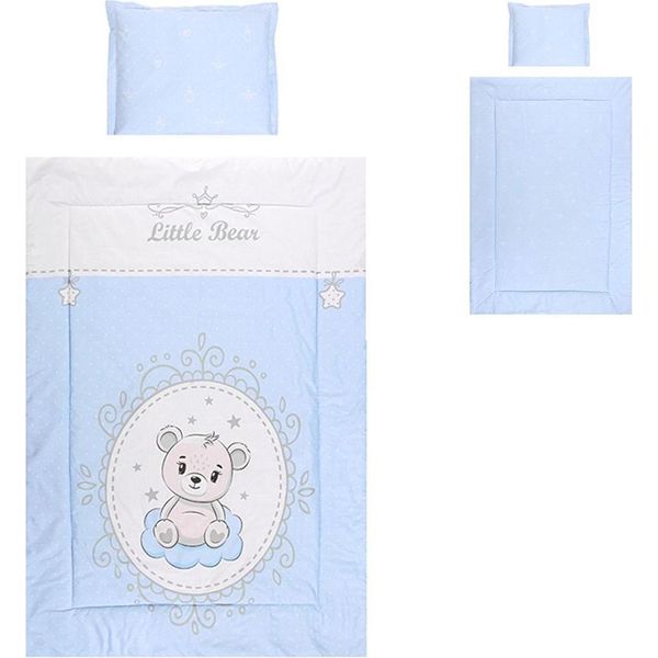 Lorelli Biancheria Da Letto Per Bambini 3 Pezzi, Coperta 140 X 95 Cuscino 43 X 35 Lenzuolo 150 X 100 Orso Blu-image