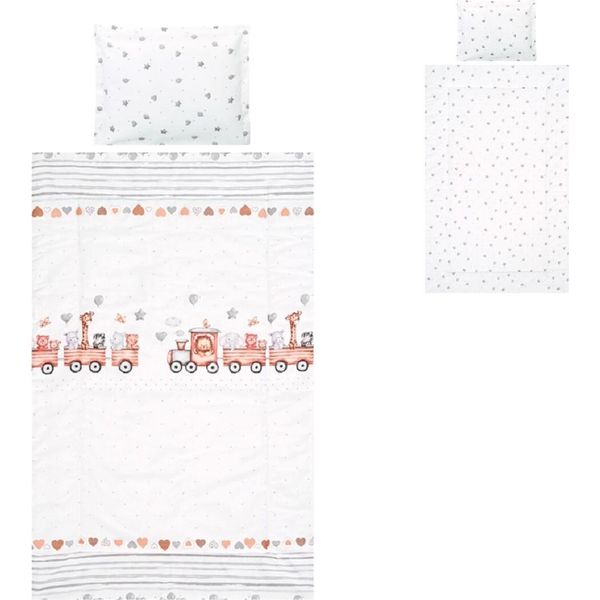 Lorelli Biancheria Da Letto Per Bambini 3 Pezzi, Coperta 140 X 95 Cuscino 43 X 35 Lenzuolo 150 X 100 Bianco Grigio-image