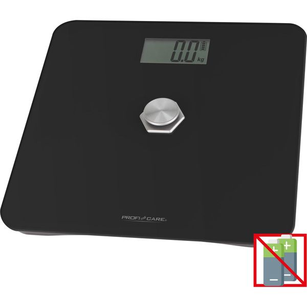 Bilancia Pesapersone Proficare Senza Batteria, Bilancia Con Campo Di Misura Da 5G A 180 Kg, Bilancia Pesapersone Digitale Con Energia Cinetica - PC-PW 3112 Nero-image