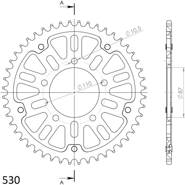 Supersprox Stealth-Kettenrad 530 - 47Z (Oro) RST-829:47-GLD|ID 87,0 Lk 110,0 5-Loch-image
