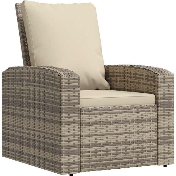 Vidaxl Poltrona Da Giardino Regolabile Con Cuscino In Poly Rattan Marrone Chiaro-image